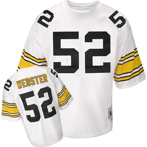 Men's Authentic Mike Webster Mitchell and Ness Jersey White Road - #52 Throwback NFL Pittsburgh Steelers